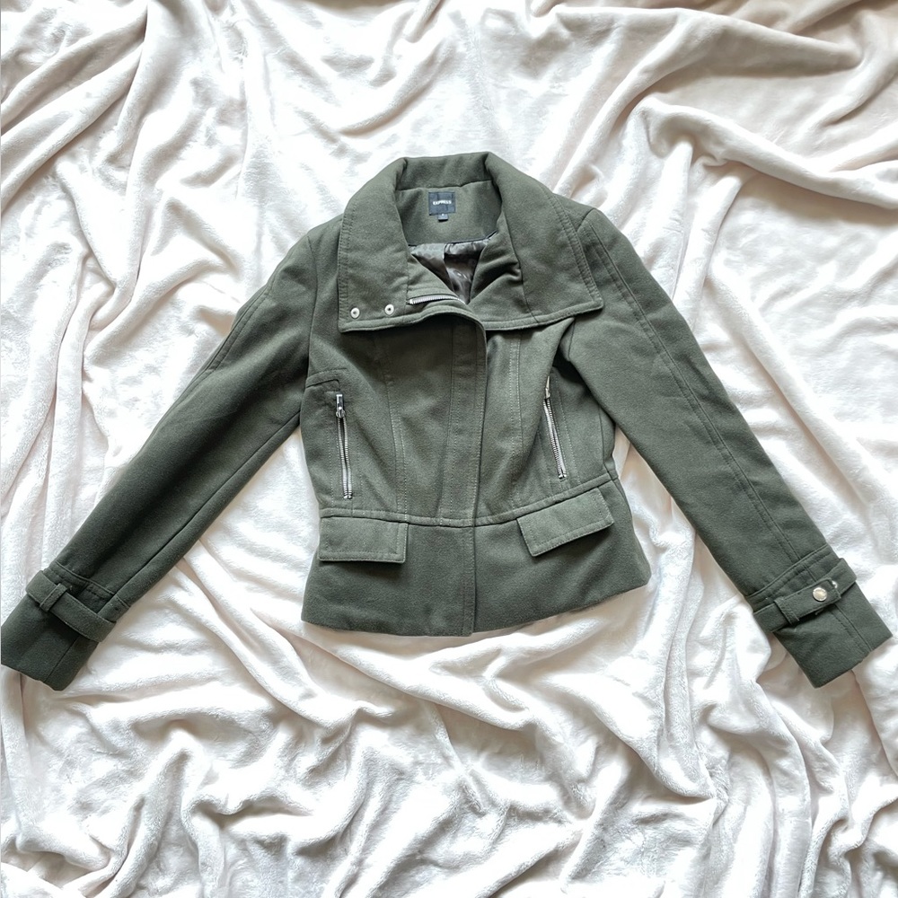 Express faux wool moto jacket